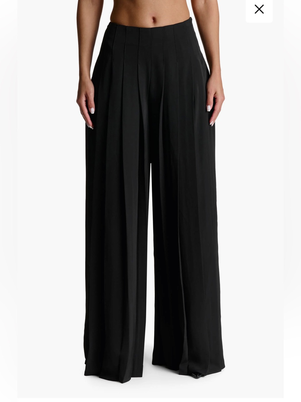 naked wardrobe Black Wide-Leg Pleated Palazzo Pants